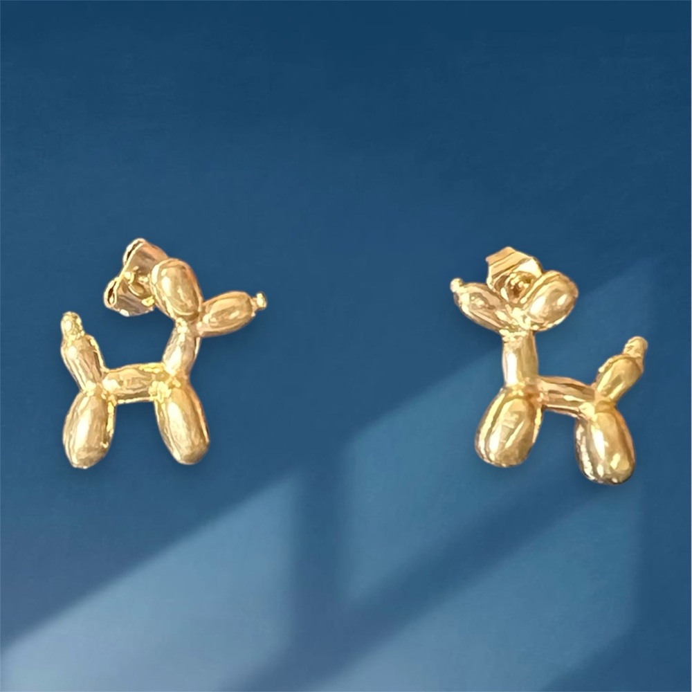 Gold toneBalloon Dog Stud Earrings - New